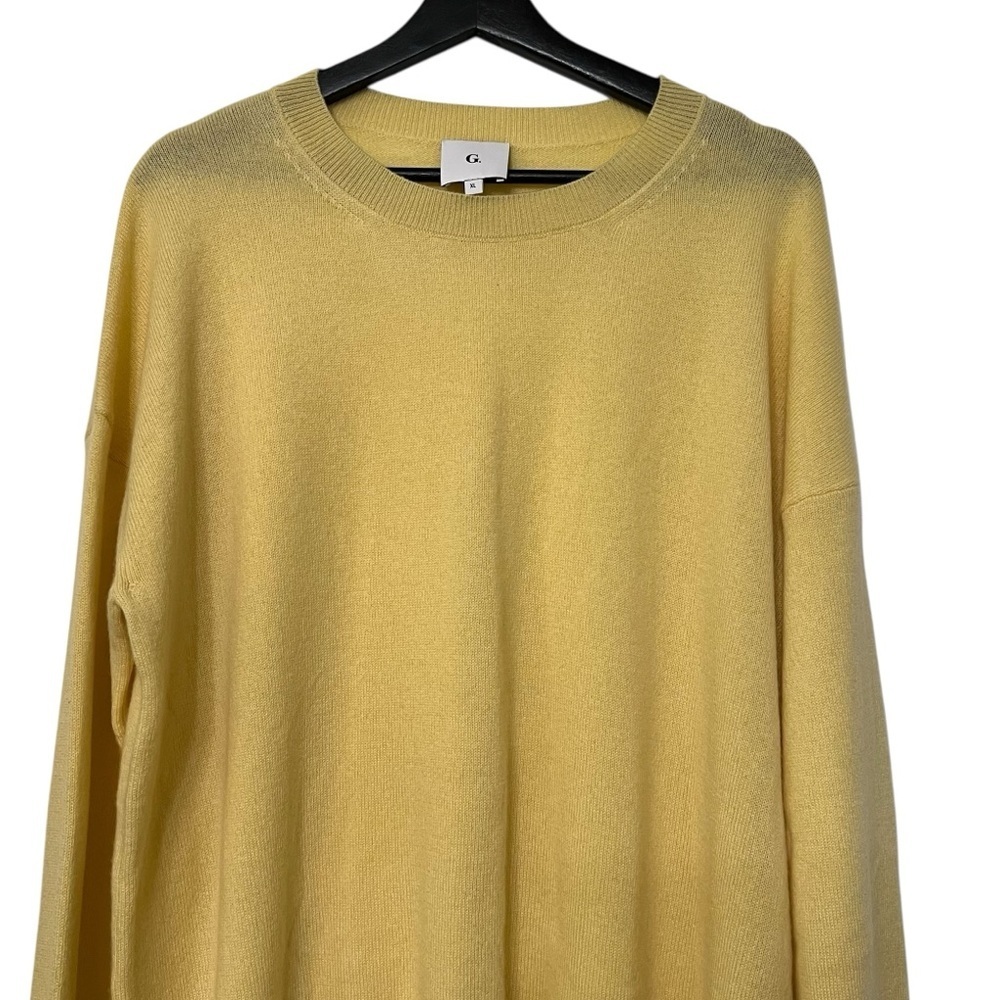 G. Label by Goop GWYN Cashmere Crewneck Sweater Butter Yellow XL Cozy Luxury - Picture 2 of 5